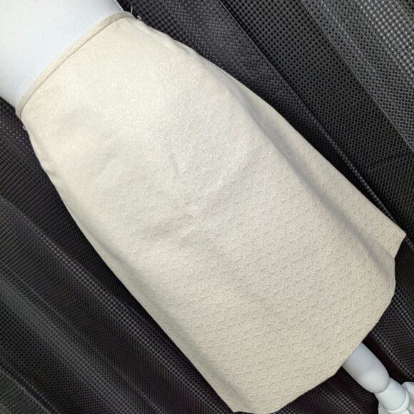 NWOT! SHIMMERING GOLD ON CREAM, GLOWING METALLIC, COTTON POLY PENCIL SKIRT! SZ 8 - Picture 1 of 7